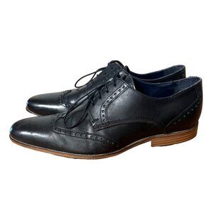 Jones Bootmaker Mens 9.5 Black Leather Brogues Wingtip Classic Dress Shoes EU43